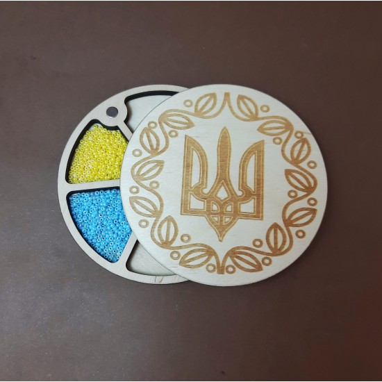 Мини органайзер для бисера, бусин и прочей мелочевки Коробушка с деревянной крышкой (060314)